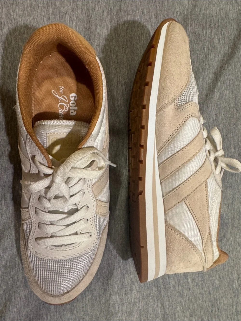 Gola for J Crew Cream and Tan Retro Style Trainers